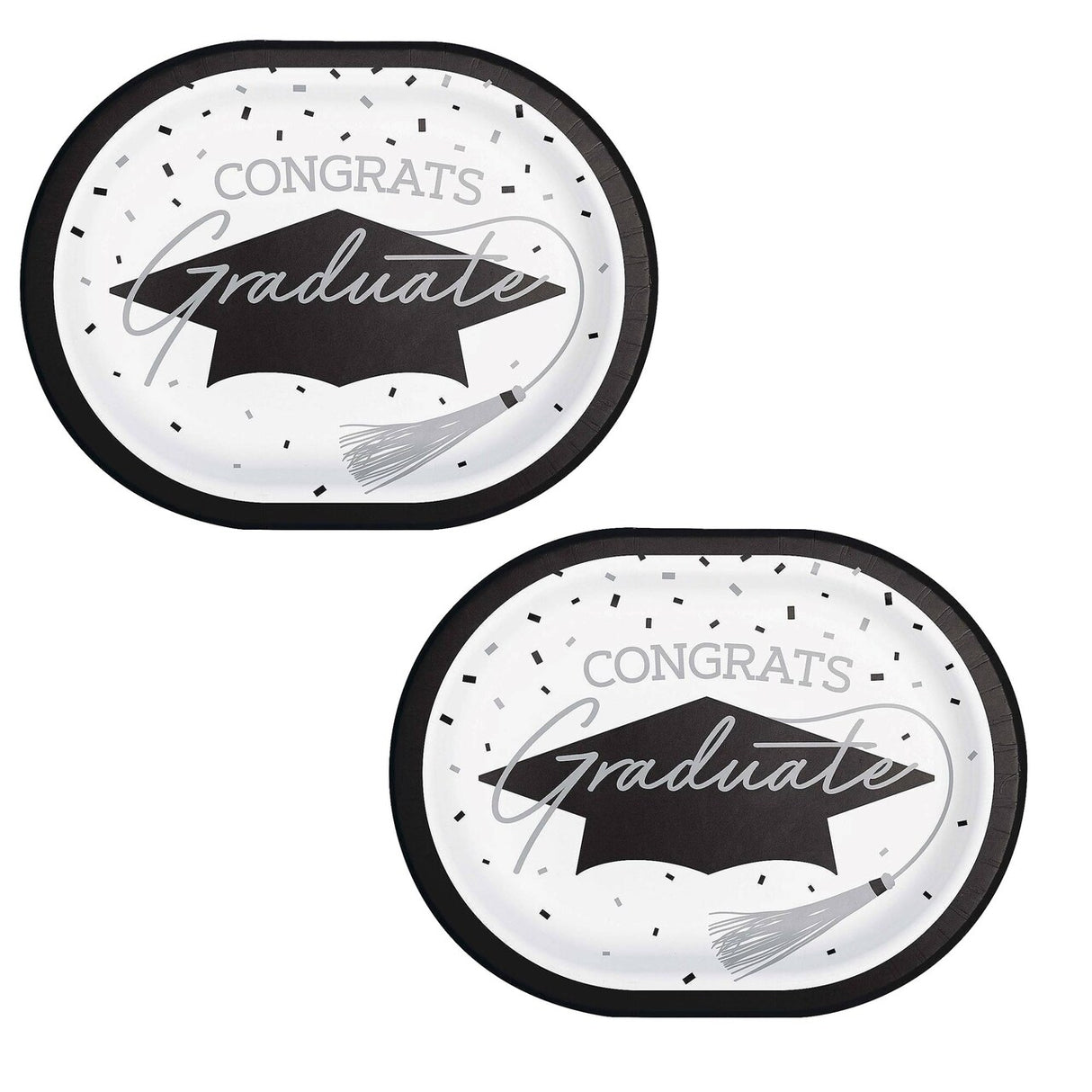 Creative Converting School Spirit White Graduation Oval Paper Platters – 24ct