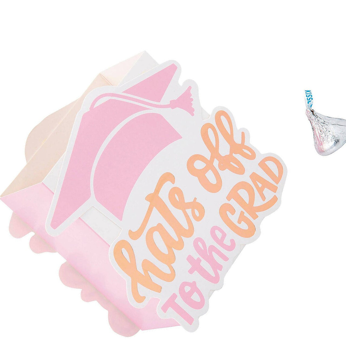 4 1/2" x 4 1/2" Graduation Party Pink Hats off to the Grad Favor Boxes - 12 Pc.