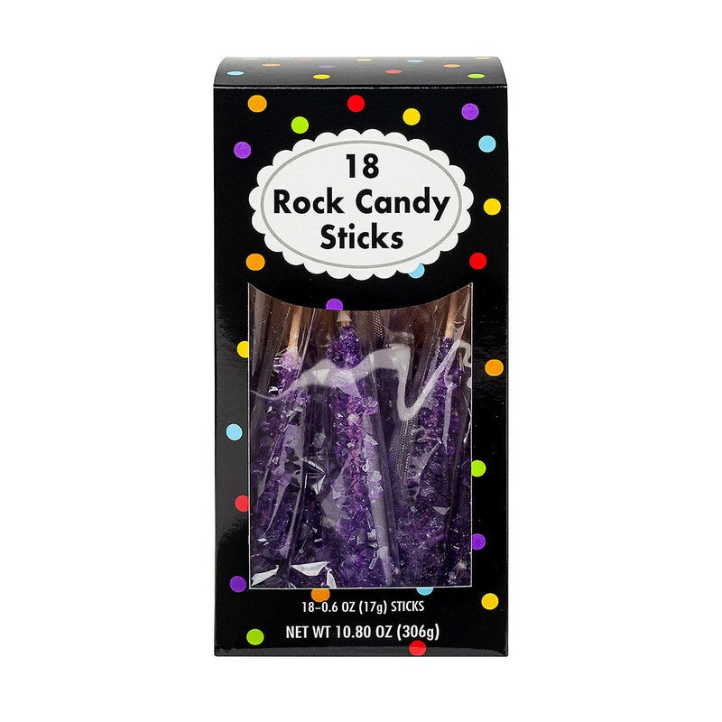 8" Bright Caribbean Blue Rock Candy Sticks – 10.8 oz, 18-Pack