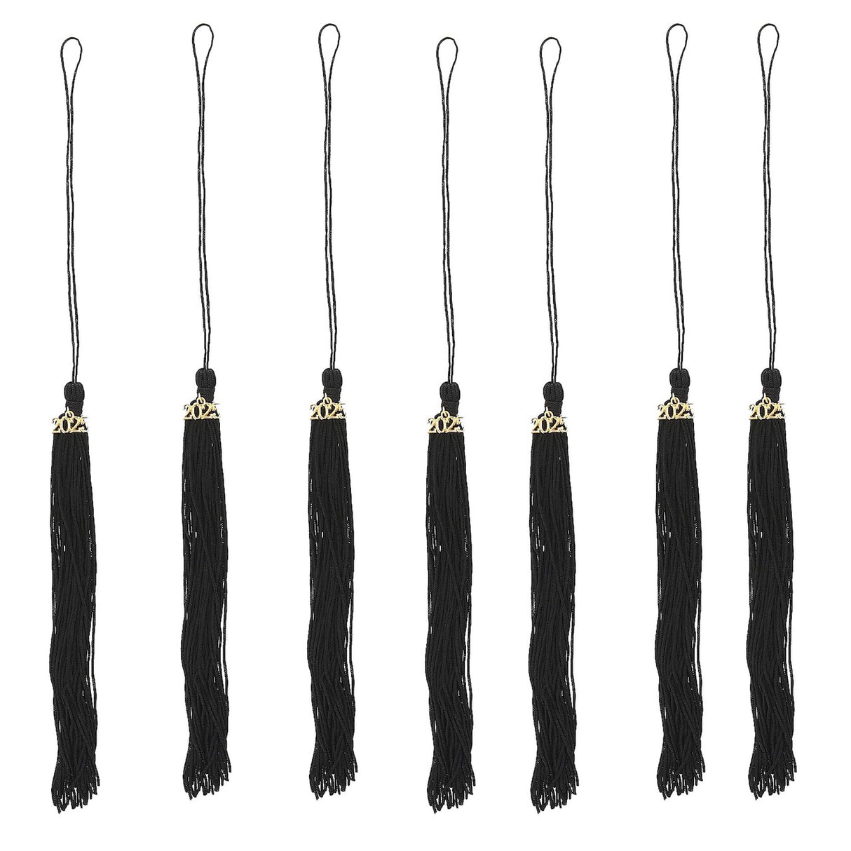 8" Black 2025 Polyester Graduate Mortarboard Tassels - 12 Pc.