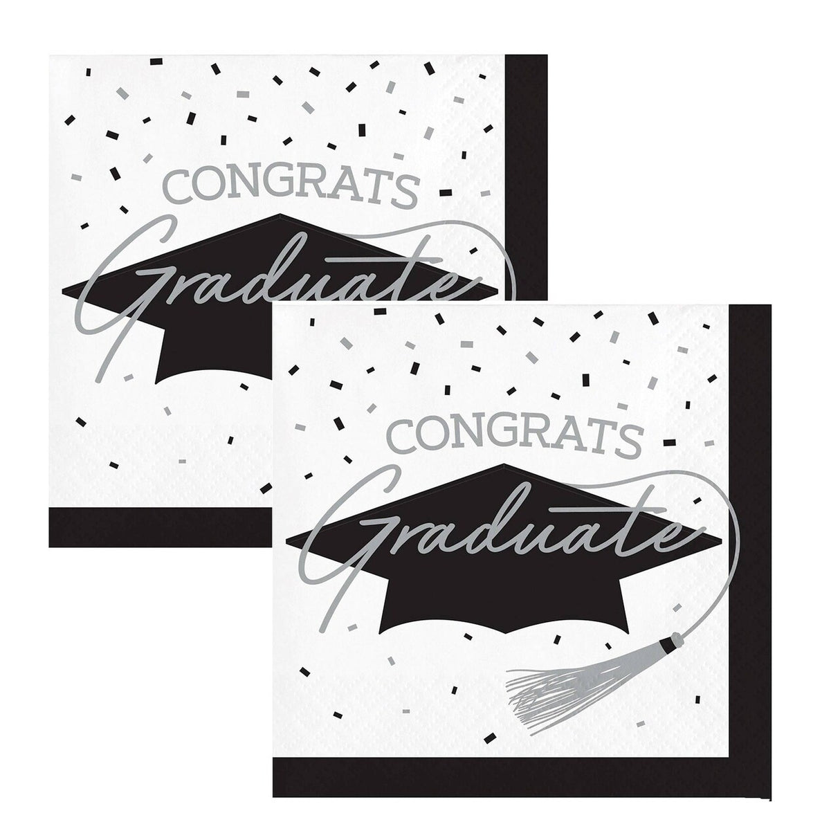 Creative Converting School Spirit White Graduation Beverage Napkins – 108ct