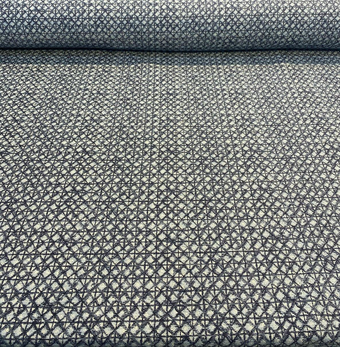 Saltaire Chenille Upholstery Fabric - Blue, Off White, Beige, 54" Width (1 Yard)