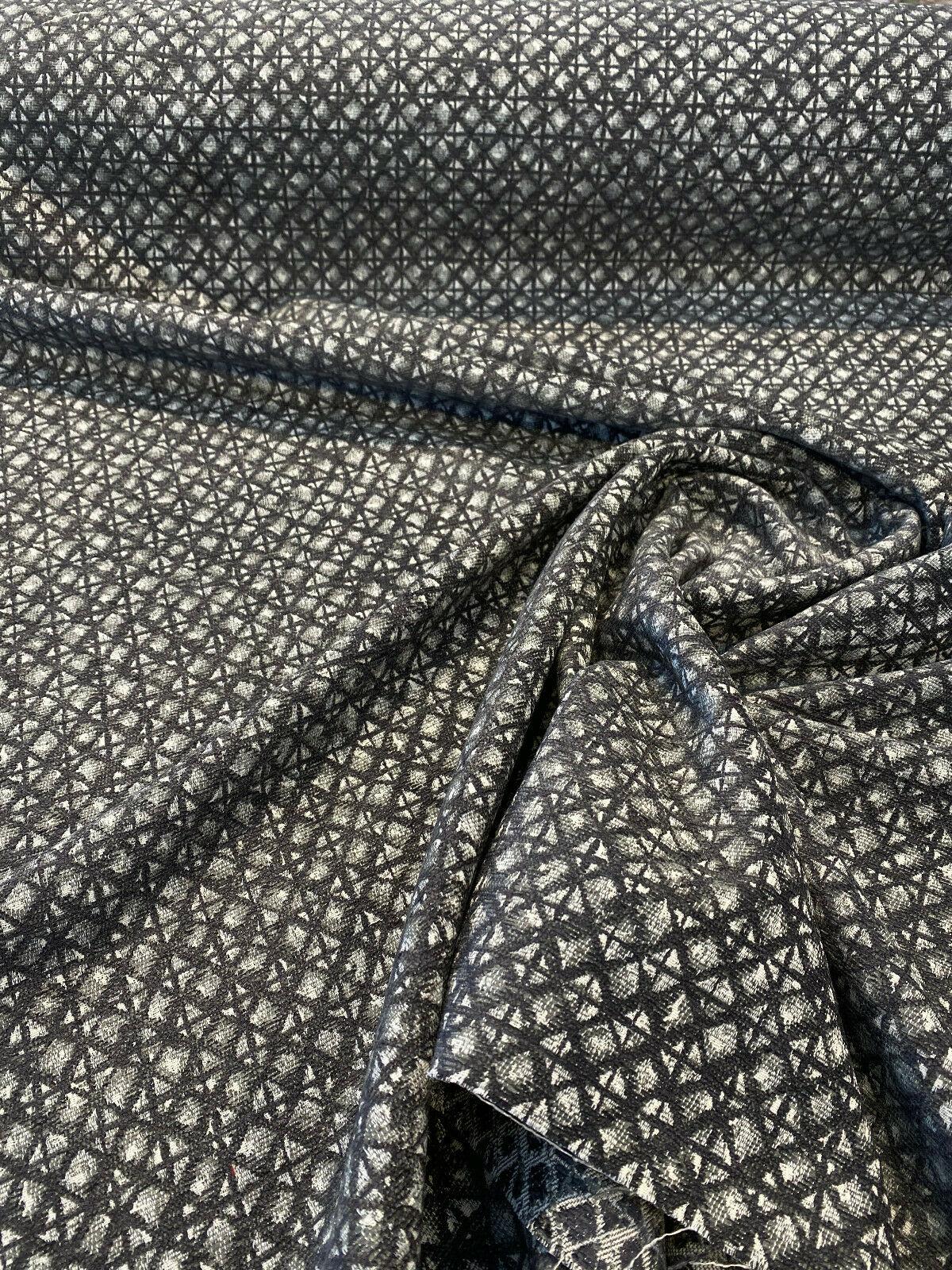 Saltaire Chenille Upholstery Fabric - Charcoal, Off-White/Gray, 54" Width (By The Yard)