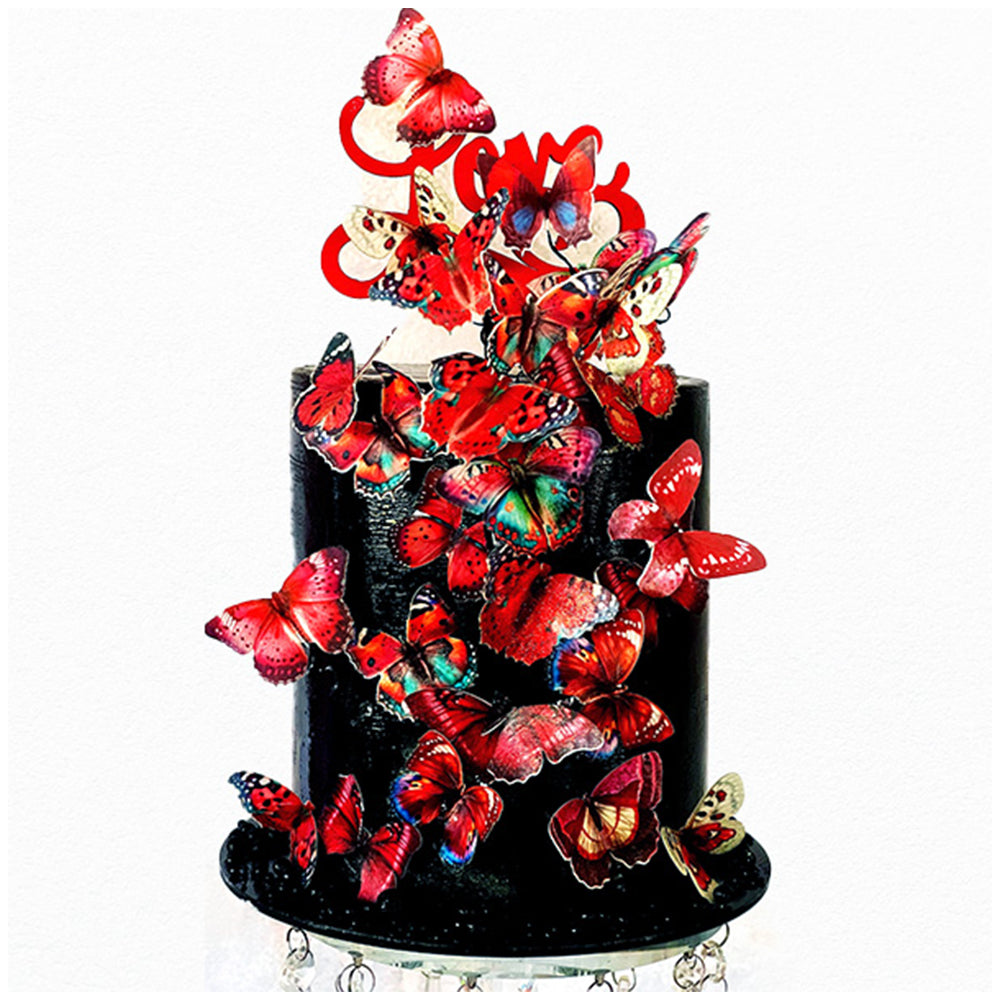 Crystal Candy Red Haze Edible Butterflies - Pack of 19