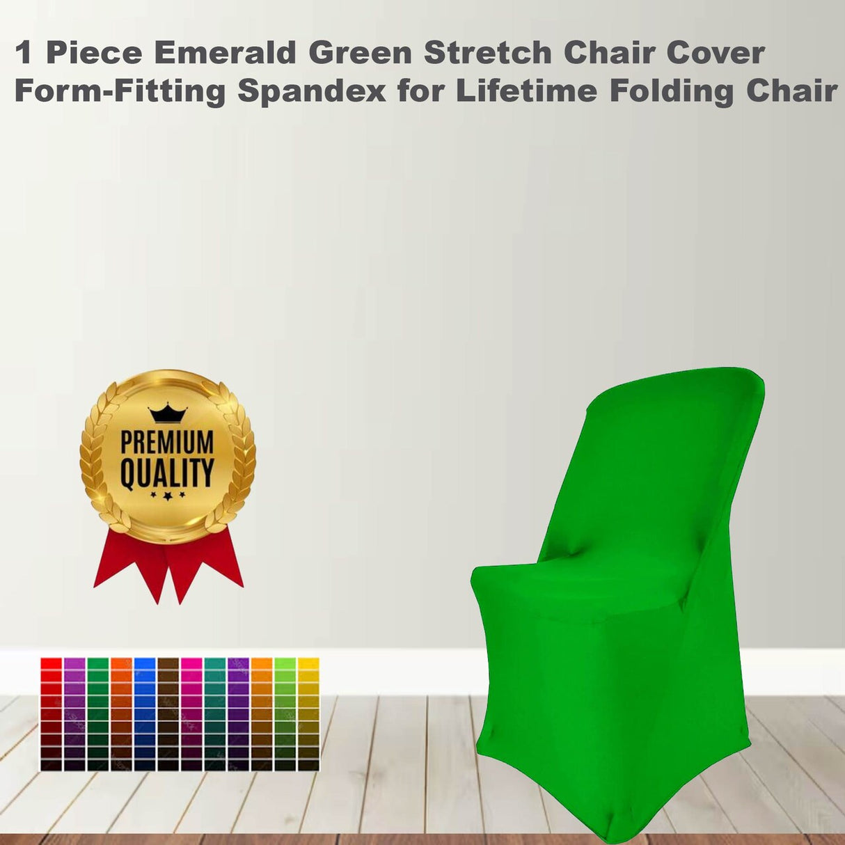1 Piece Emerald Green Stretch Chair Cover Form Fitting Spandex for Lifetime Folding Chair