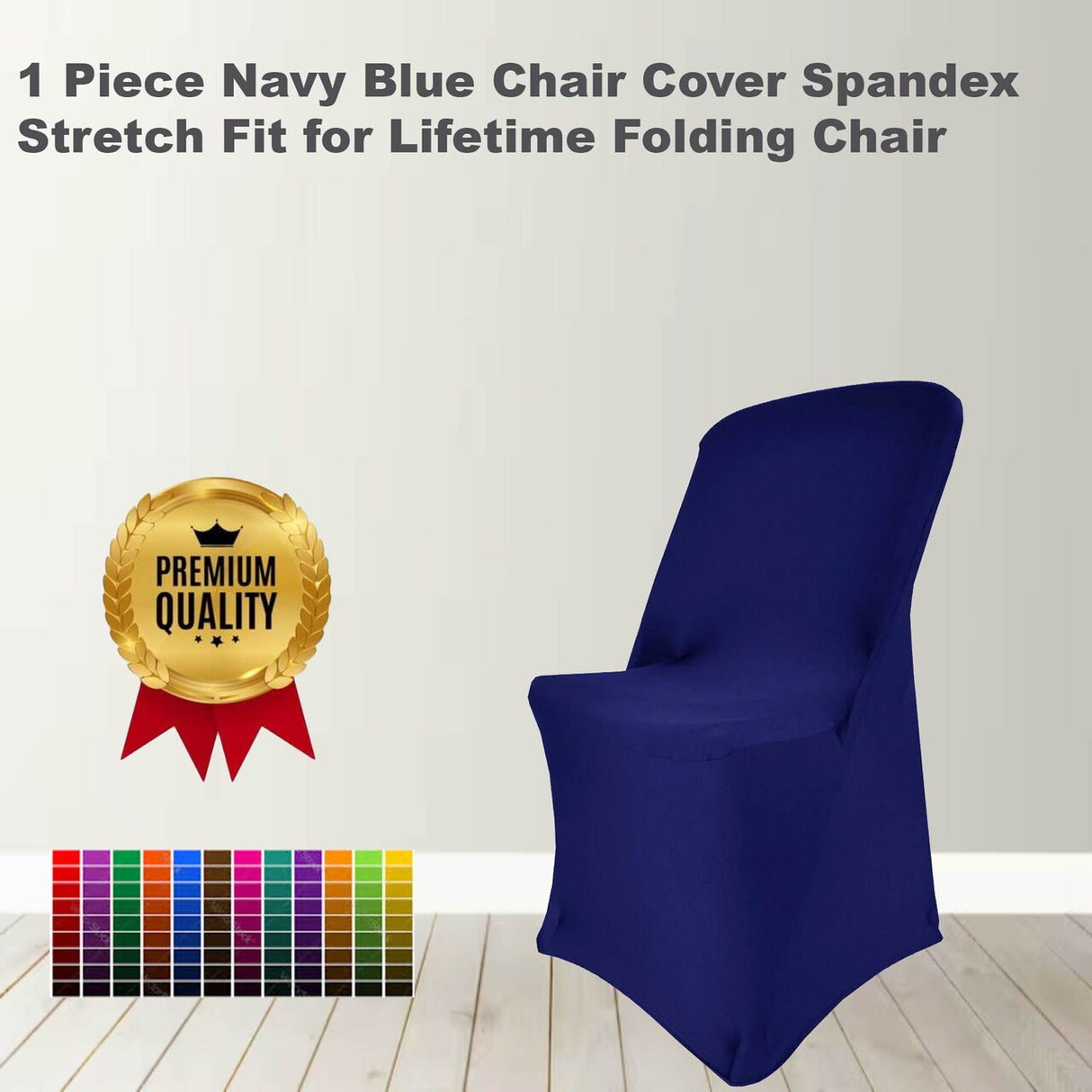 1 Piece Navy Blue Chair Cover Spandex Stretch Fit for Lifetime Folding Chair