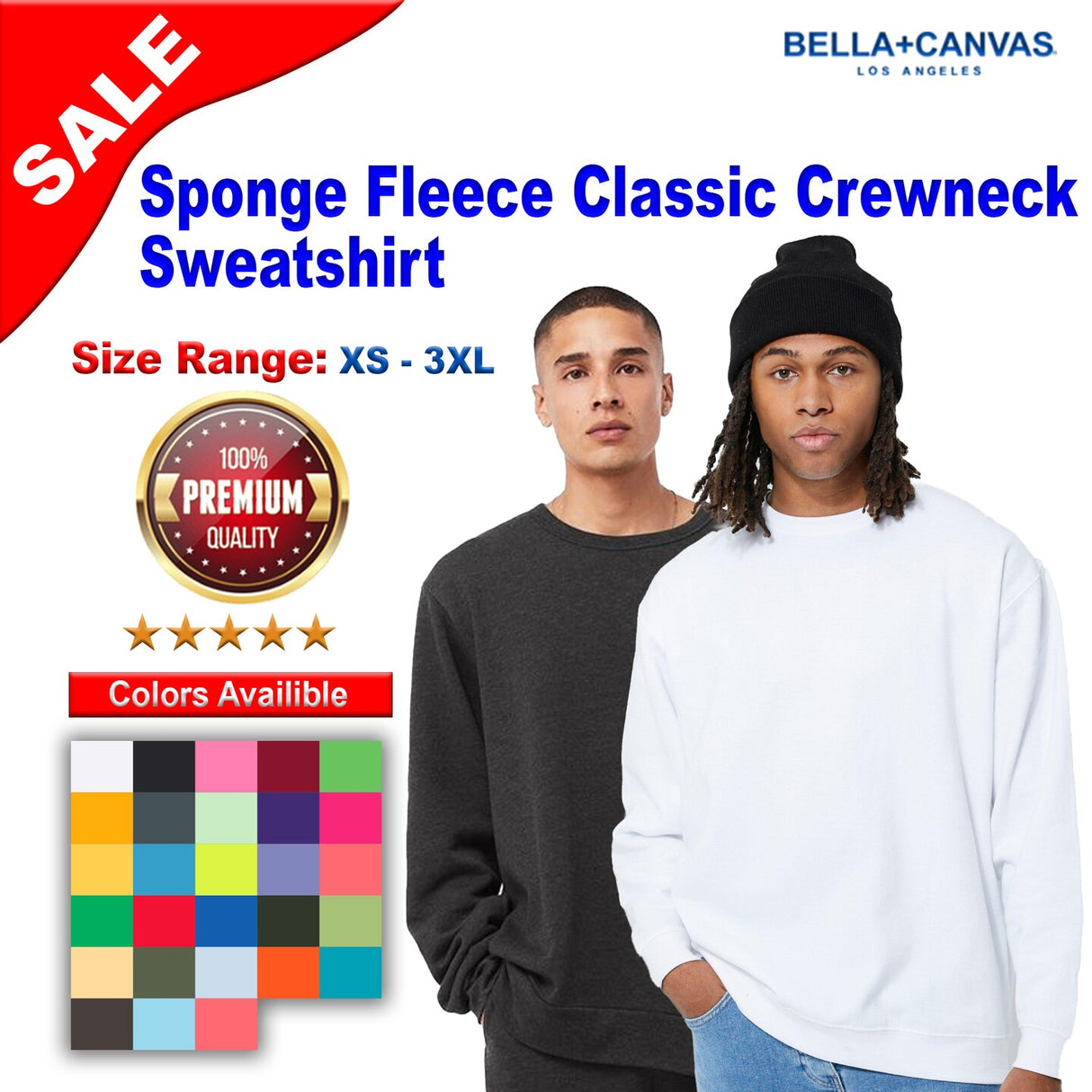 BELLA + CANVAS® Sponge Fleece Classic Crewneck Sweatshirt