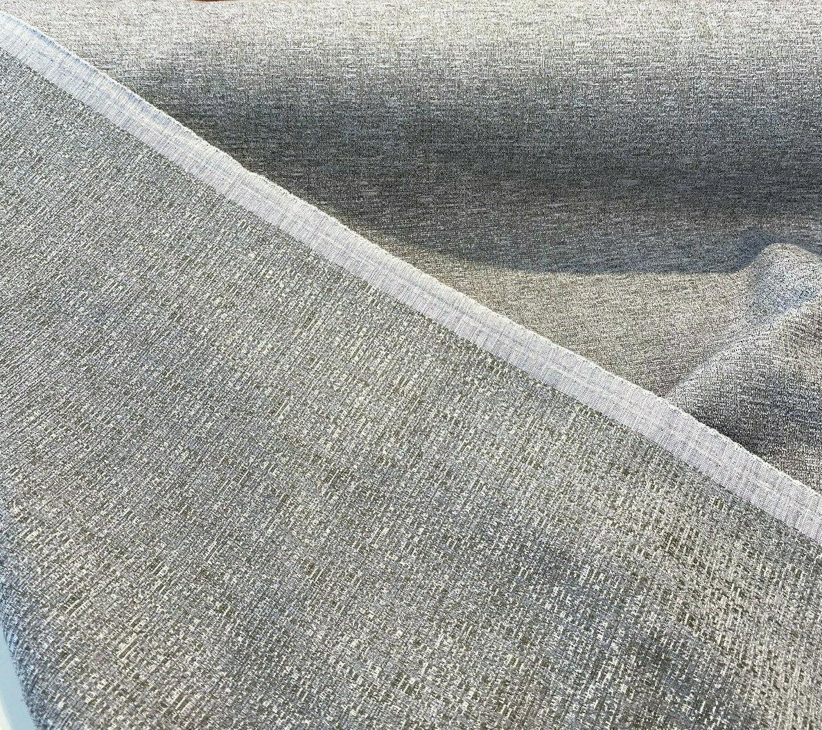 Fabricut Softhide Polyester Cotton Fabric - Shadow Gray Off White, Hint Of Dark Green, Slubbed Textured, 56" Width (1 Yard)