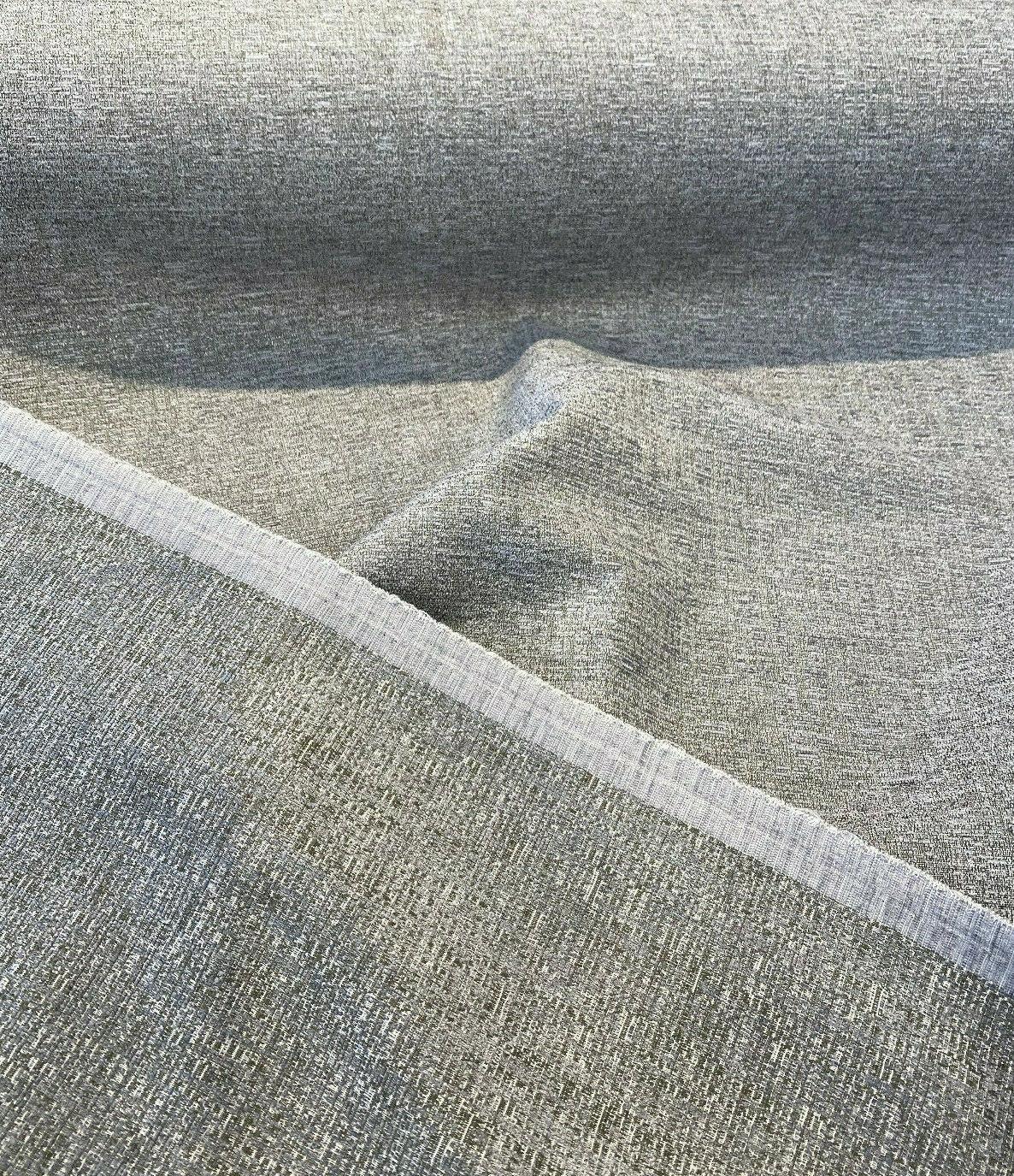 Fabricut Softhide Polyester Cotton Fabric - Shadow Gray Off White, Hint Of Dark Green, Slubbed Textured, 56" Width (1 Yard)