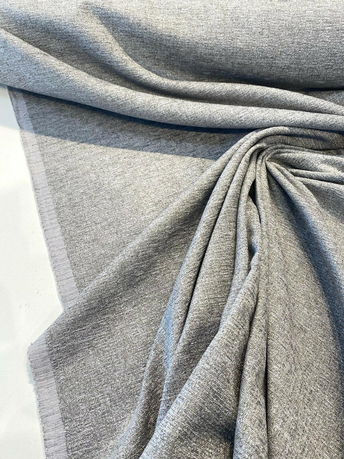 Fabricut Softhide Polyester Cotton Fabric - Shadow Gray Off White, Hint Of Dark Green, Slubbed Textured, 56" Width (1 Yard)