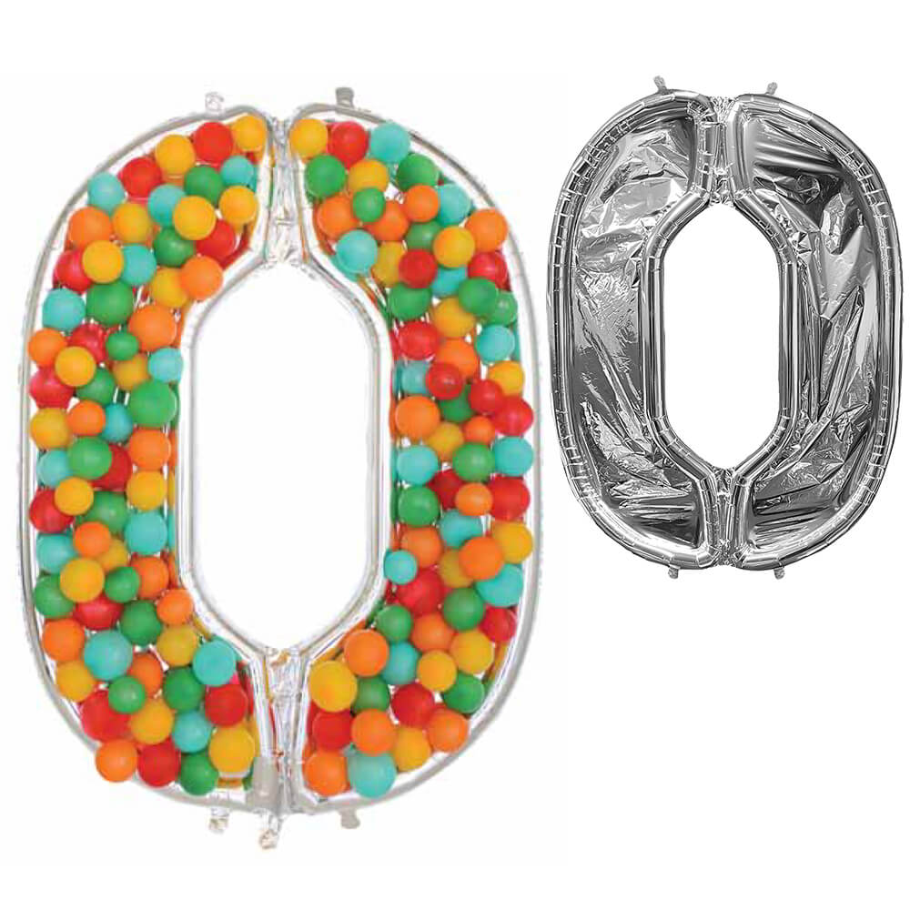 Foil Balloon Mosaic Number 0 Silver