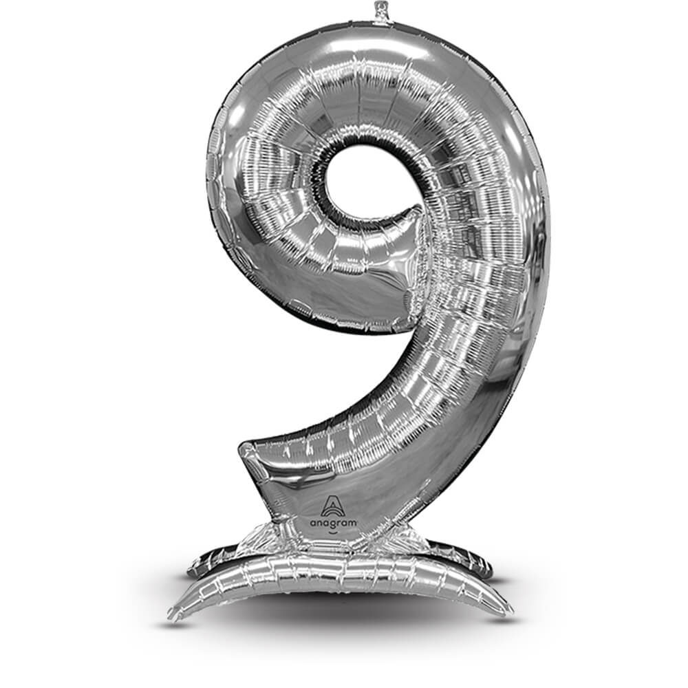 Number Balloon 9 Silver Air-Fill Only
