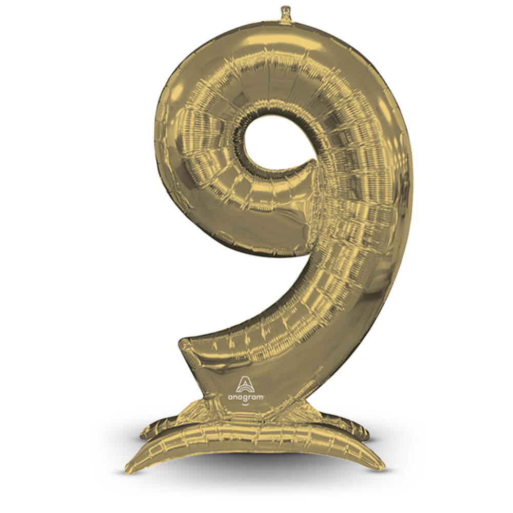 Foil Balloon Stand-Up Number 9 White Gold
