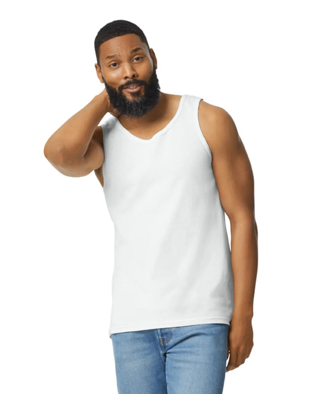 Gildan 5200 100% Cotton Tank Top Fabric - White, Classic Fit, 5.3 Oz (1 Piece)