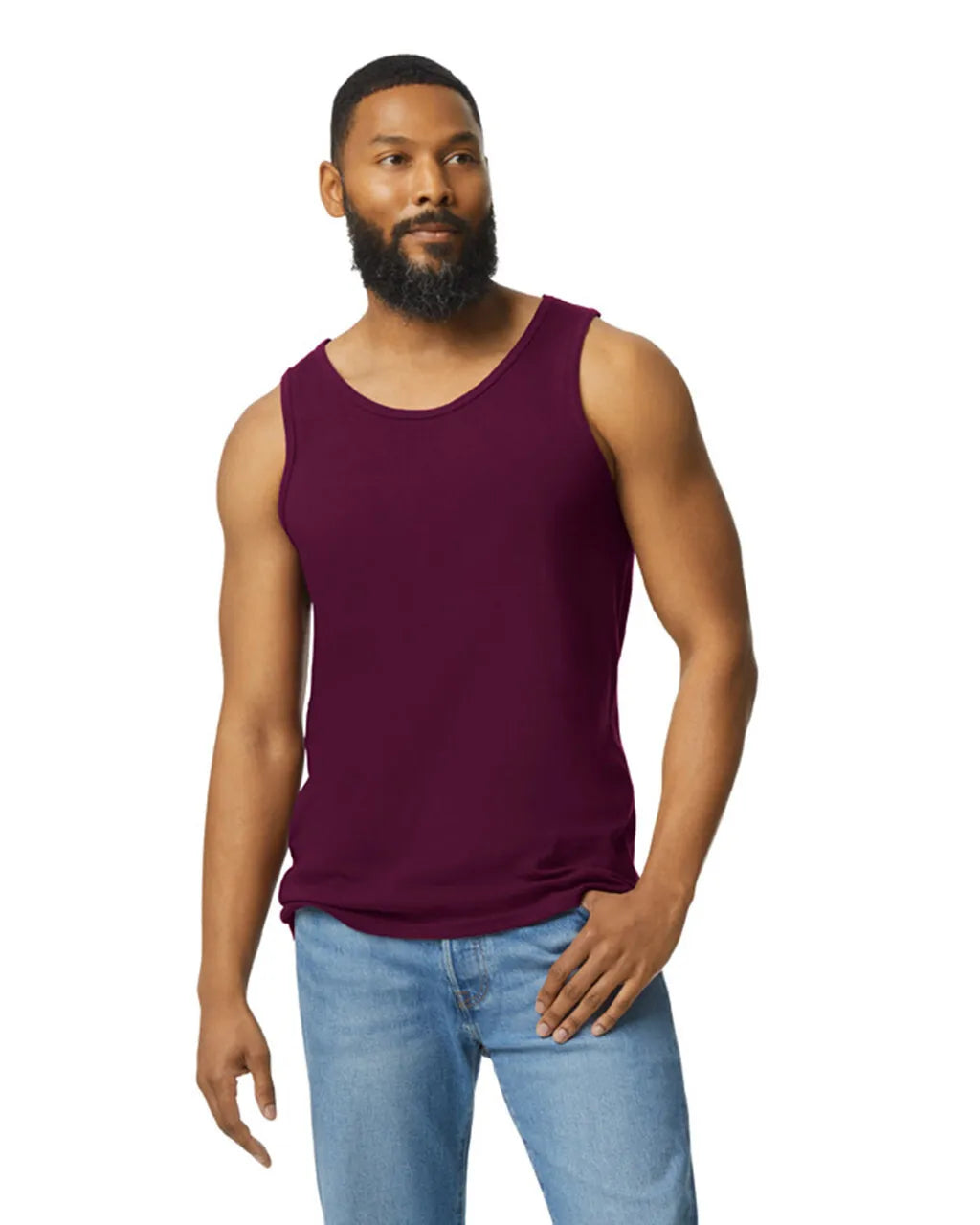 Gildan 5200 Men Tank Top Cotton Fabric - Maroon, Classic Fit, Sleeveless (1 Piece)