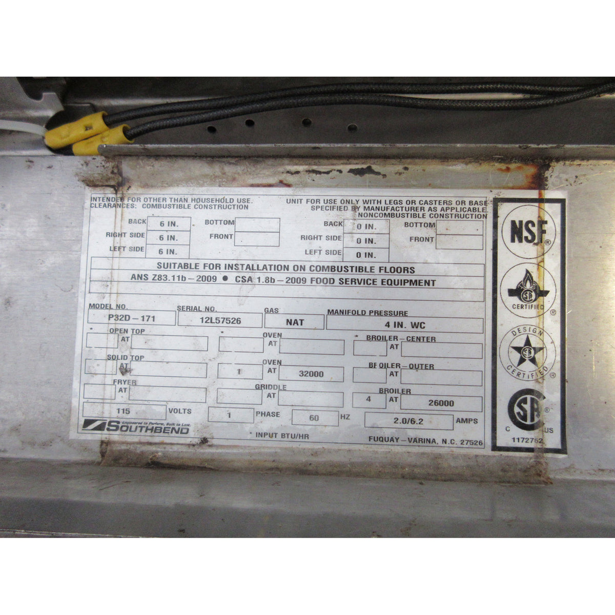 Southbend P32D-171 Broiler Single Gas, Used Excellent Condition