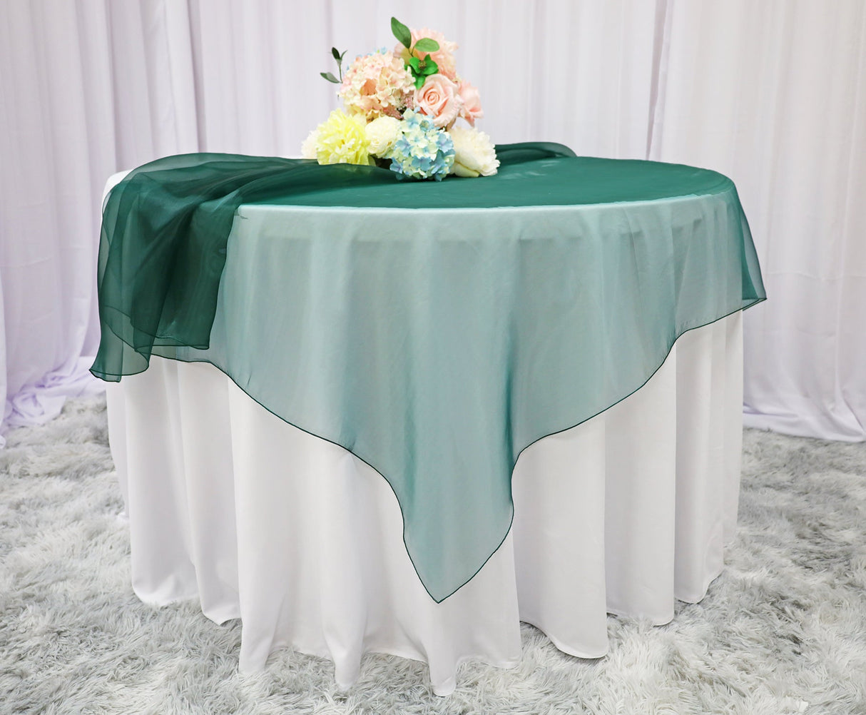 Square Organza Table Overlay 90x90 Hunter Green