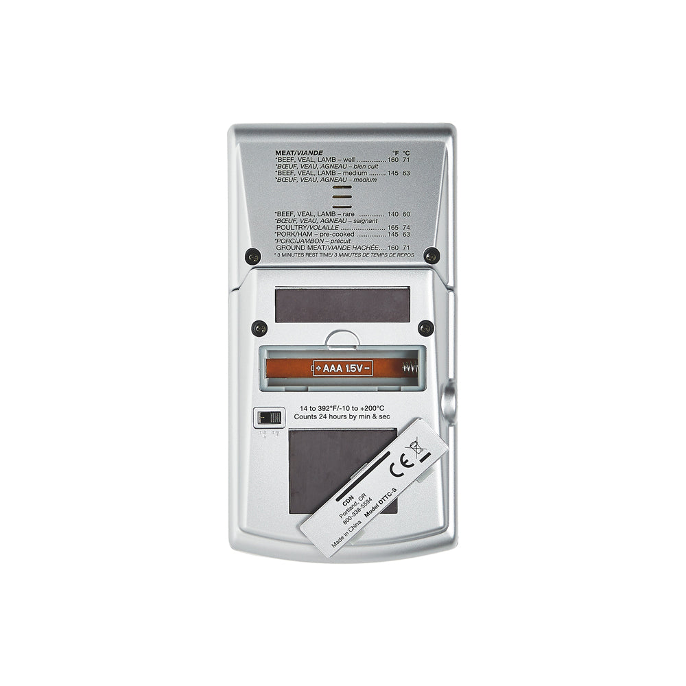 CDN Silver Combo Probe Thermometer, Timer & Clock