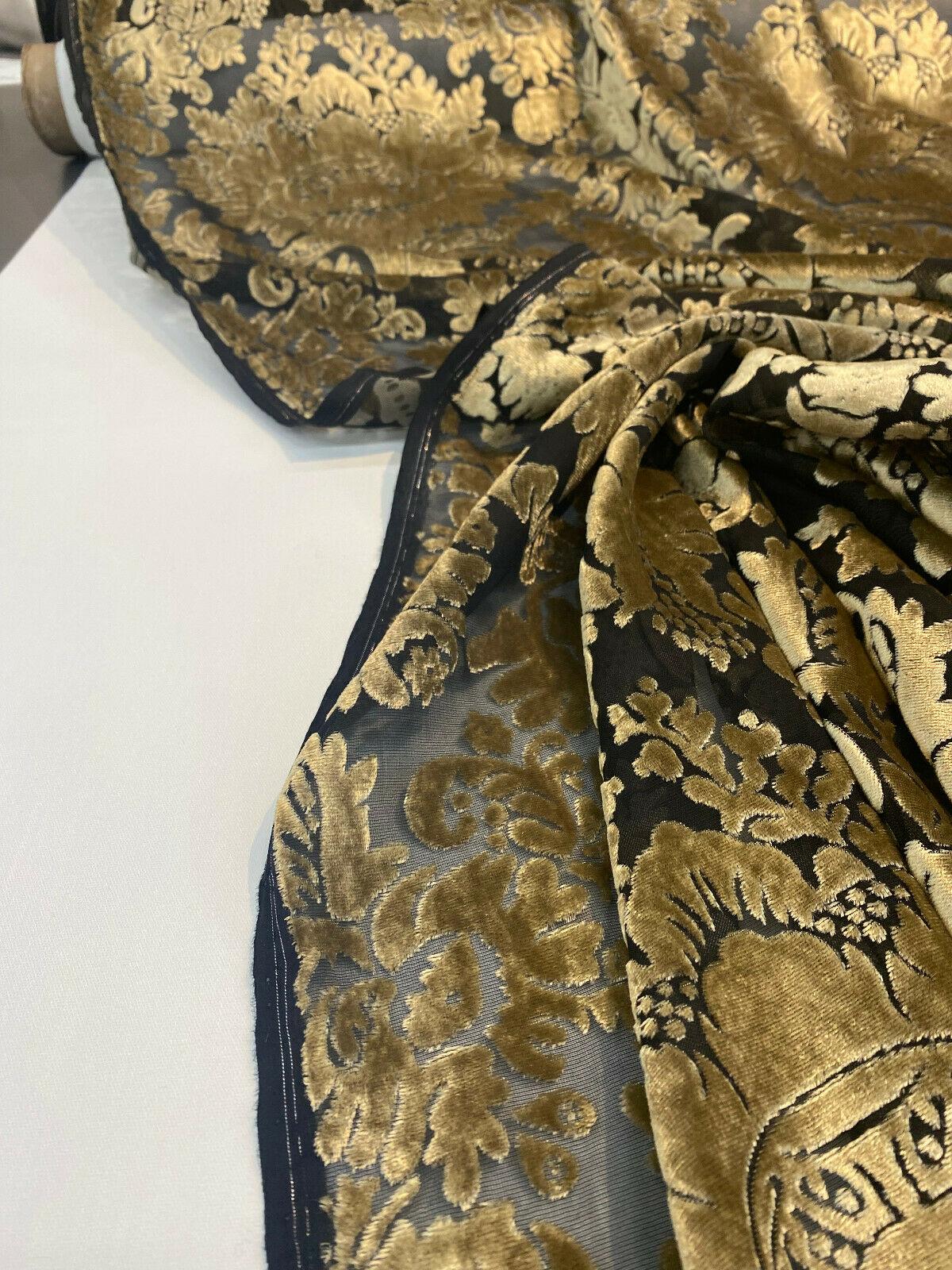 Imperial Sheer Cut Velvet Fabric - Taupe Gold, 54" Width (1 Yard)