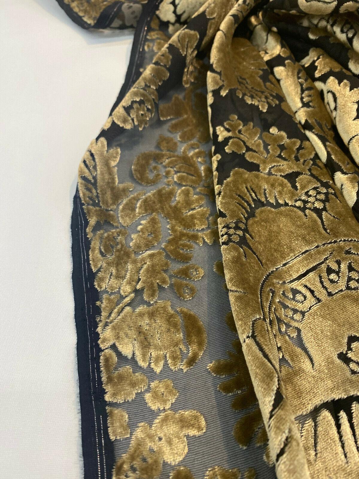 Imperial Sheer Cut Velvet Fabric - Taupe Gold, 54" Width (1 Yard)
