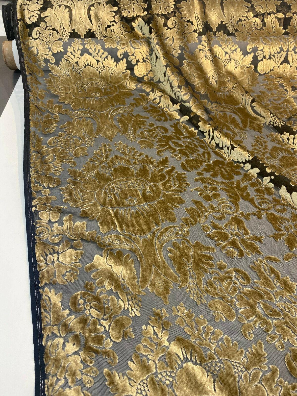 Imperial Sheer Cut Velvet Fabric - Taupe Gold, 54" Width (1 Yard)
