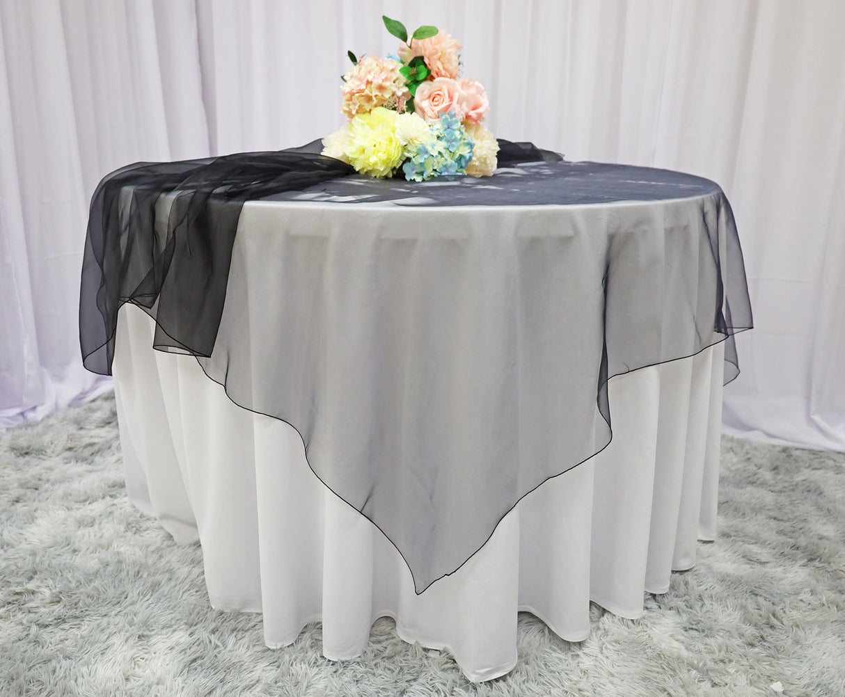 Organza Table Overlay 54x54 Square Black