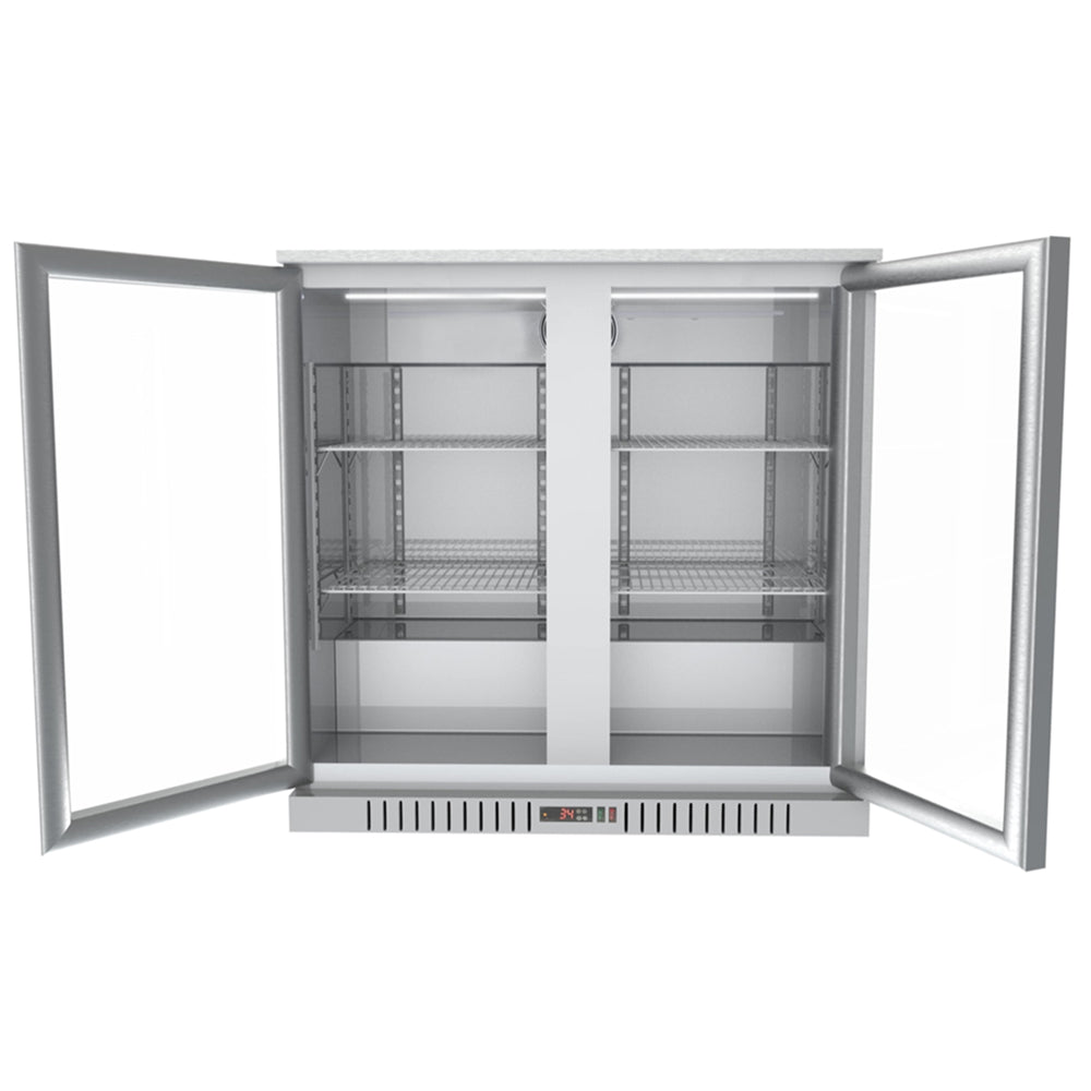 KoolMore 35 in. Stainless Steel Two-Door Back Bar Refrigerator - 7.4 Cu Ft.