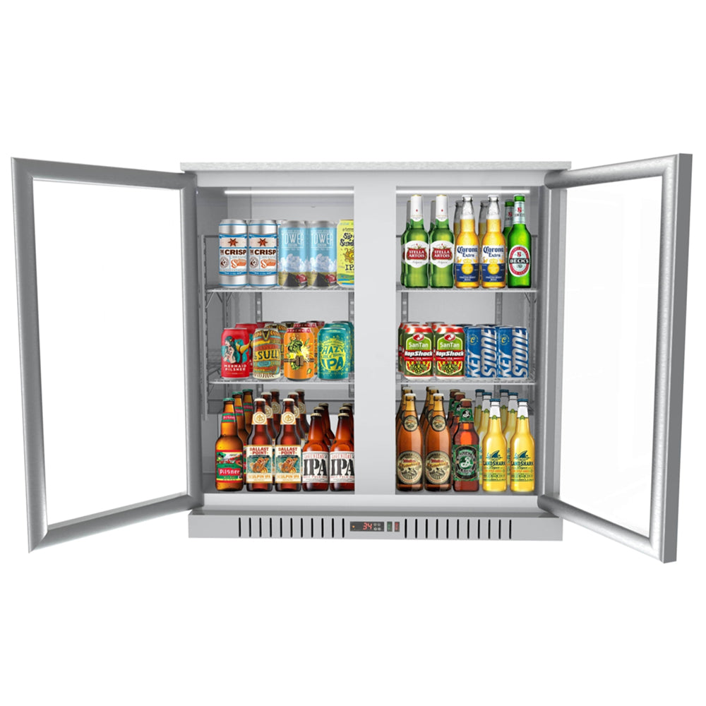 KoolMore 35 in. Stainless Steel Two-Door Back Bar Refrigerator - 7.4 Cu Ft.