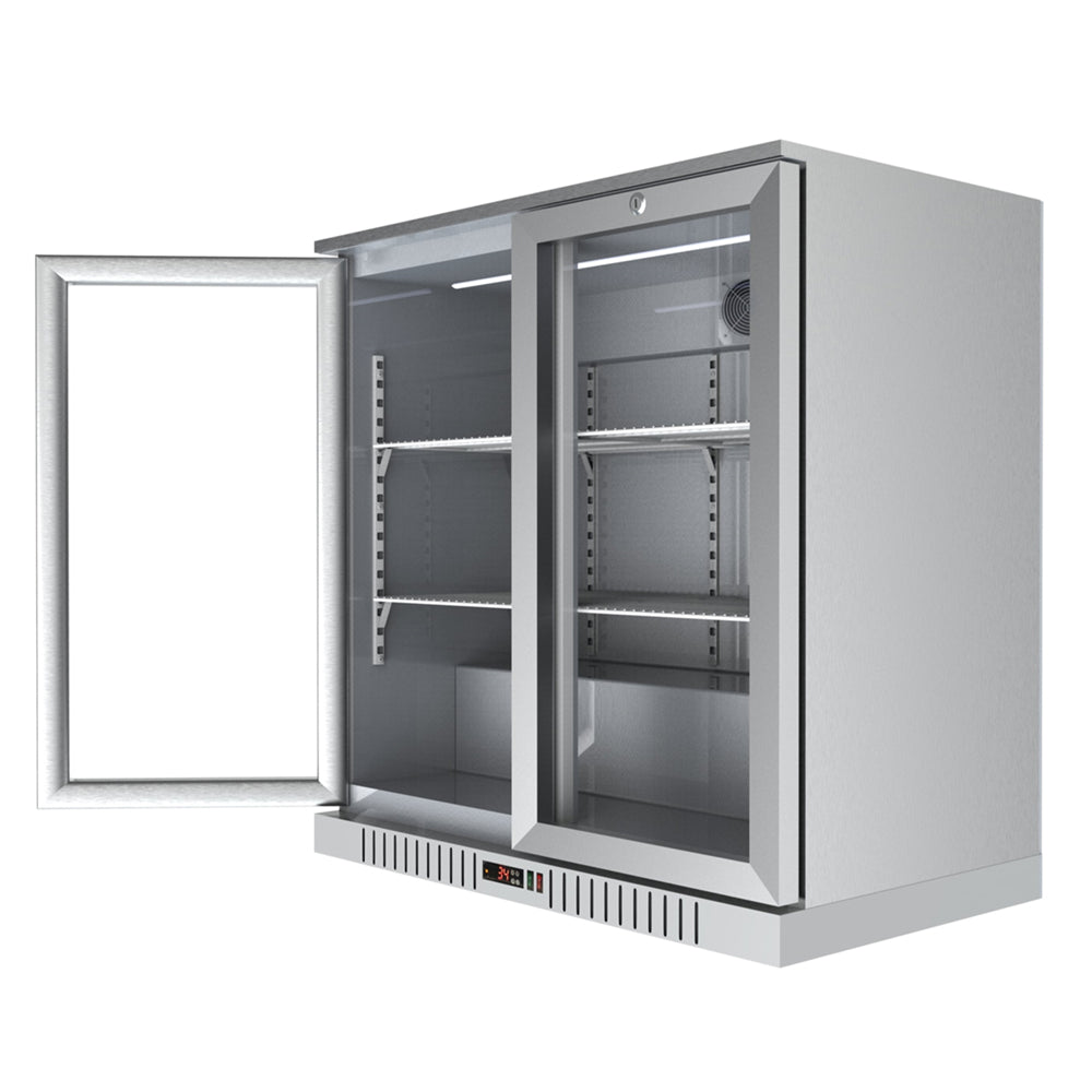 KoolMore 35 in. Stainless Steel Two-Door Back Bar Refrigerator - 7.4 Cu Ft.