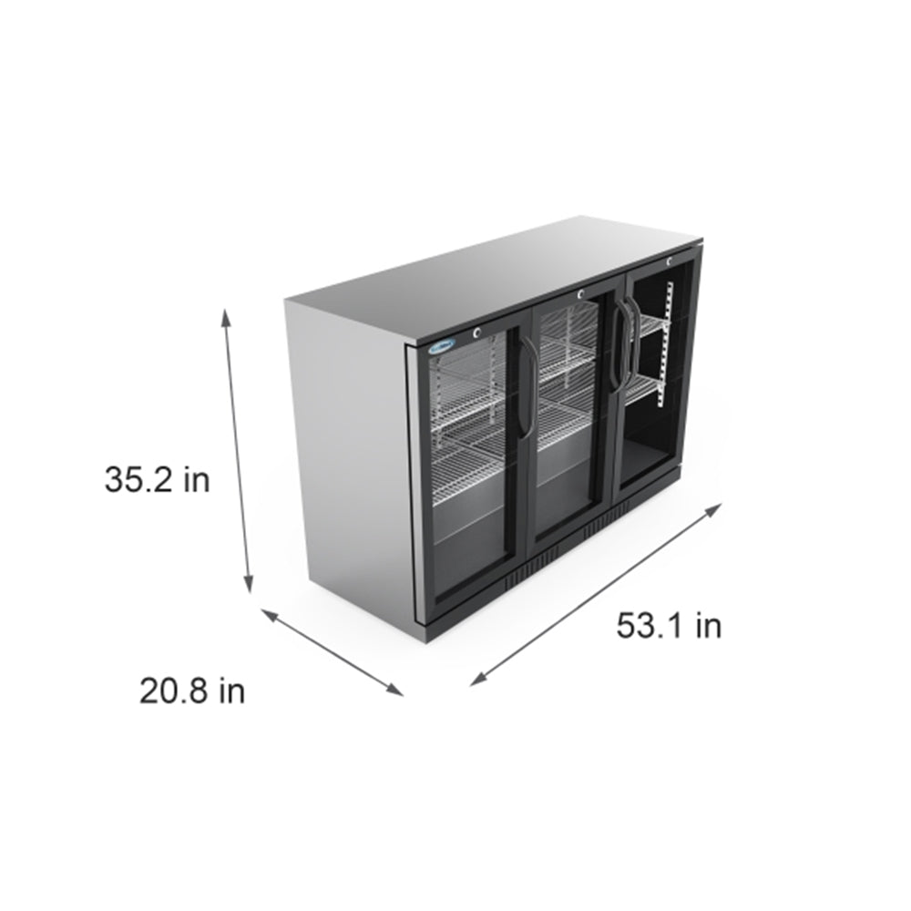 KoolMore 53 in. Three-Door Back Bar Refrigerator - 11 Cu Ft.