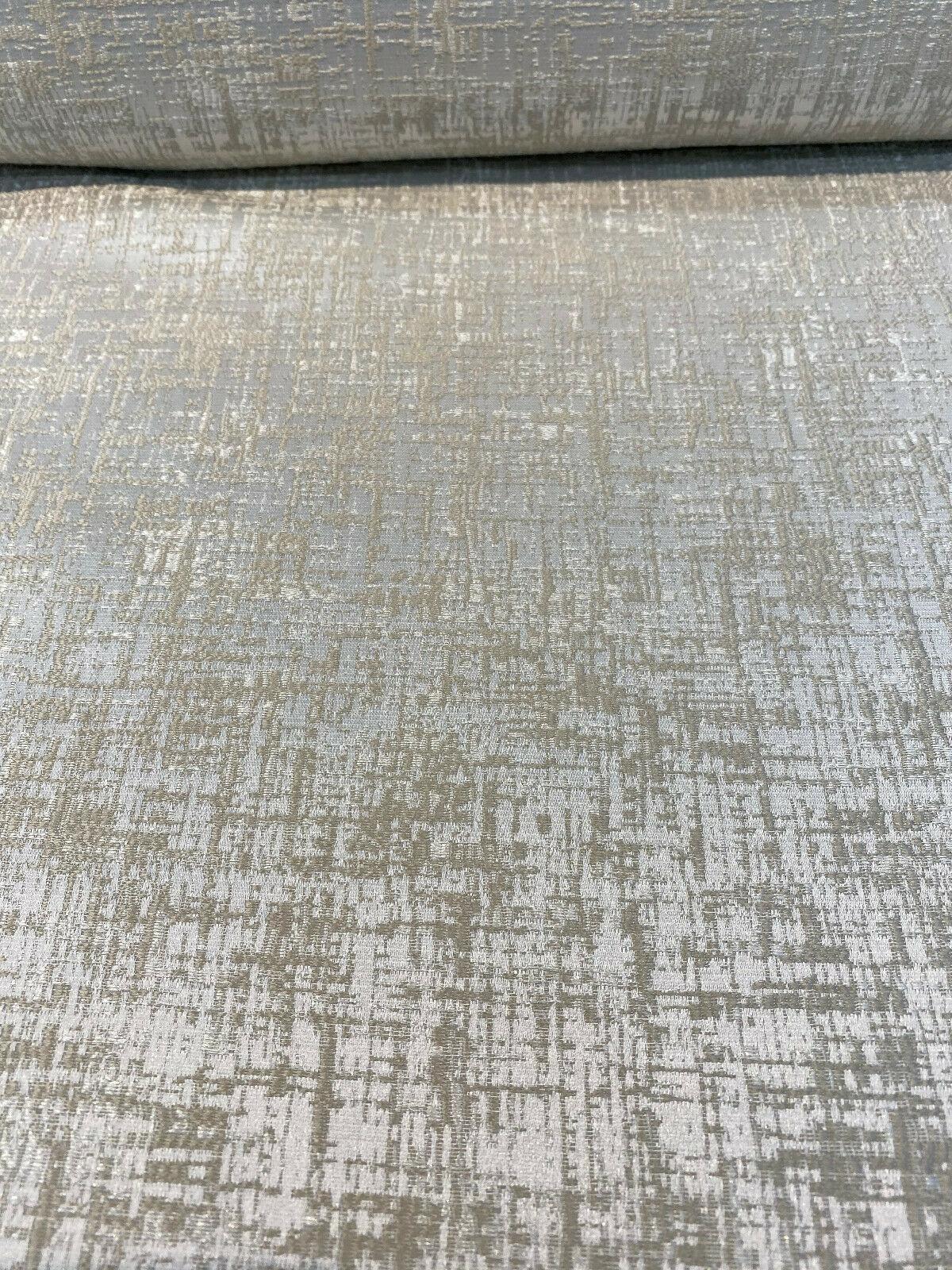 Simba Jacquard Brocade Polyester Fabric - Off White/Taupe, 54" Width (1 Yard)