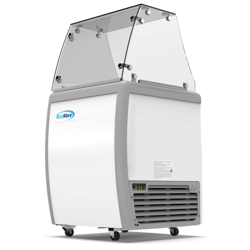 KoolMore 26 in. 4 Tub Ice Cream Dipping Cabinet Display Freezer with Sliding Glass Door and Sneeze Guard, 6 cu. ft.