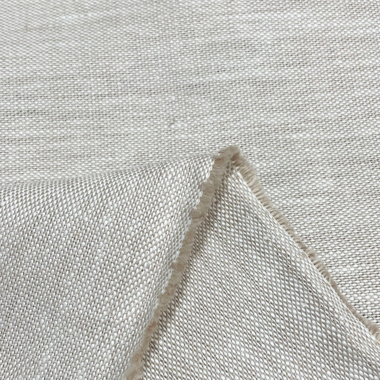 Pure Linen Melange Tan Off-White Fabric