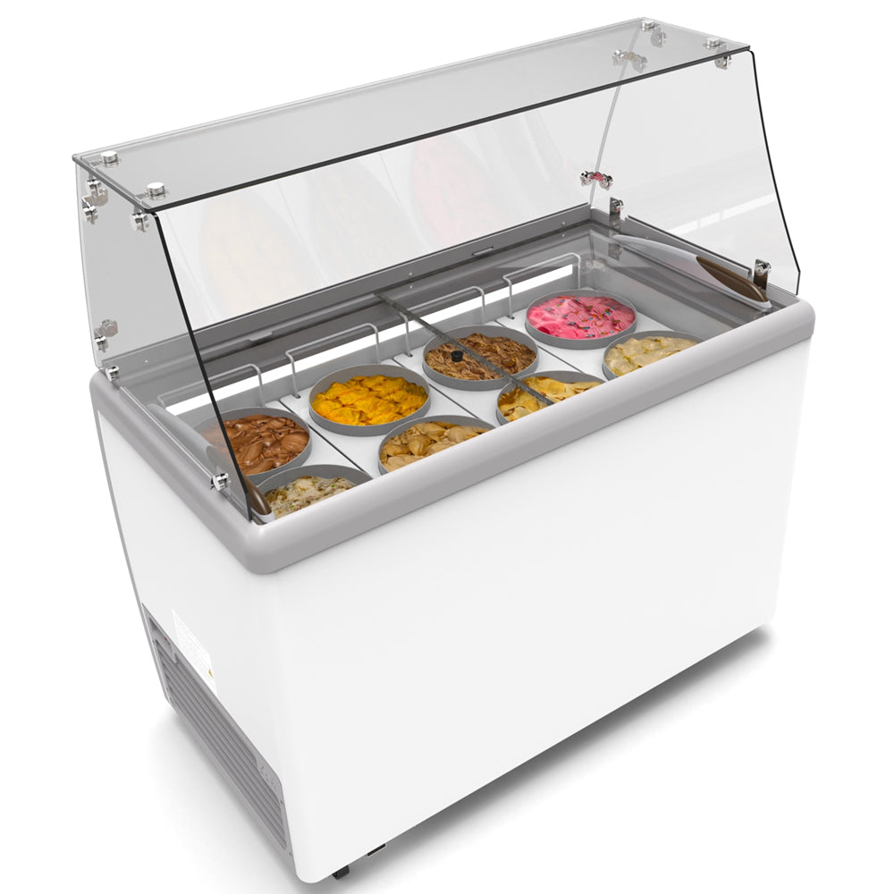 KoolMore 8 Tub Ice Cream Dipping Cabinet Display Freezer with Sliding Glass Door and Sneeze Guard 13 cu. ft.