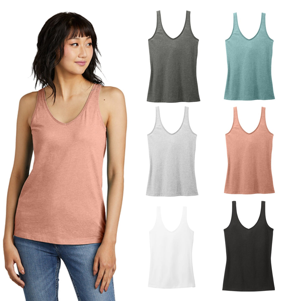 District® Women’s Perfect Blend CVC V-Neck Tank