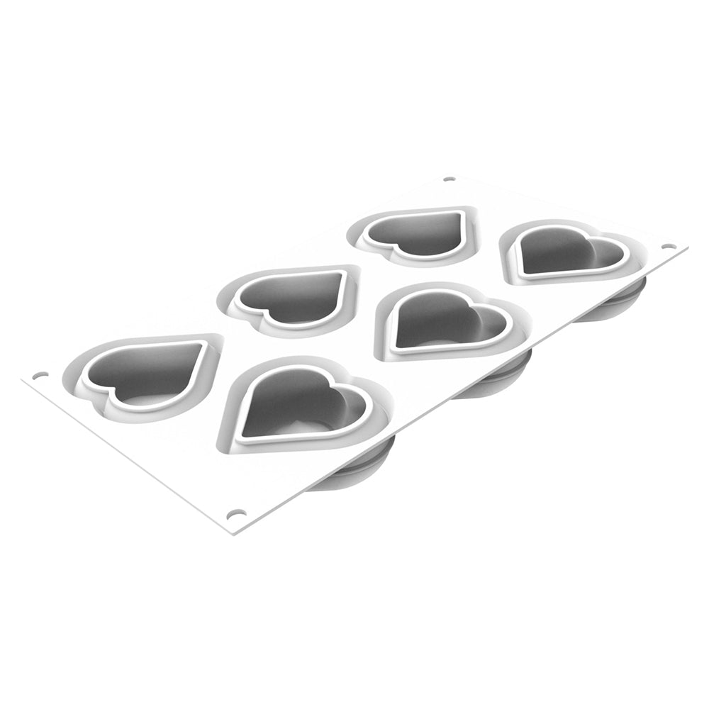 Silikomart HEARTIX 85 Silicone Baking & Freezing Mold, 2.9 oz., 6 Cavities