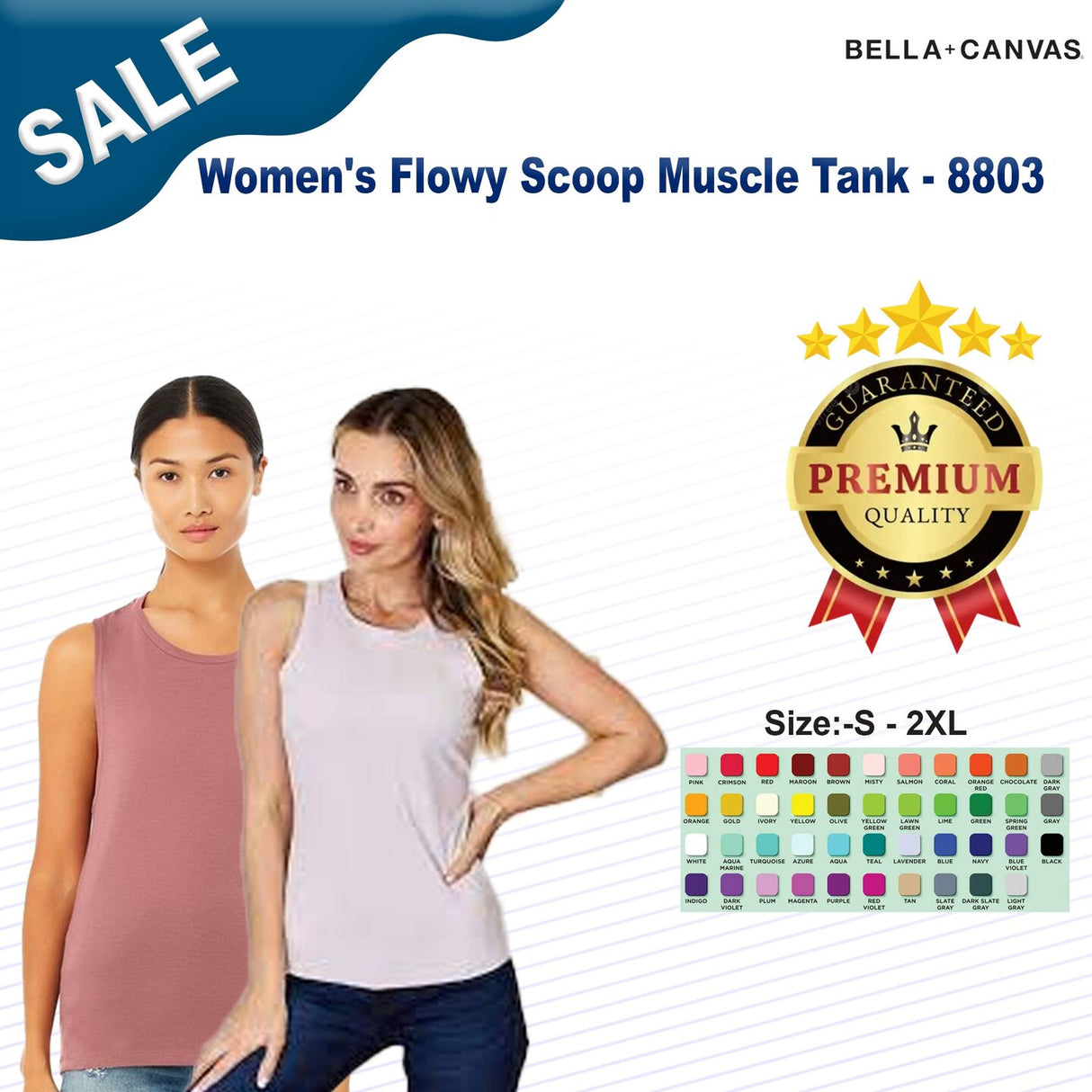 BELLA+CANVAS® Women's Flowy Scoop Muscle Tank - 8803