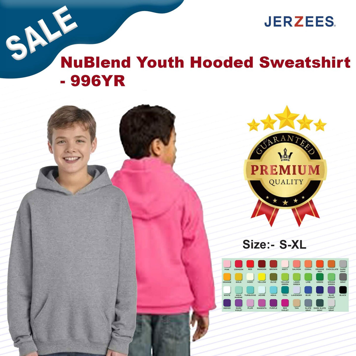 JERZEES® NuBlend Youth Long Sleeve Hooded Sweatshirt