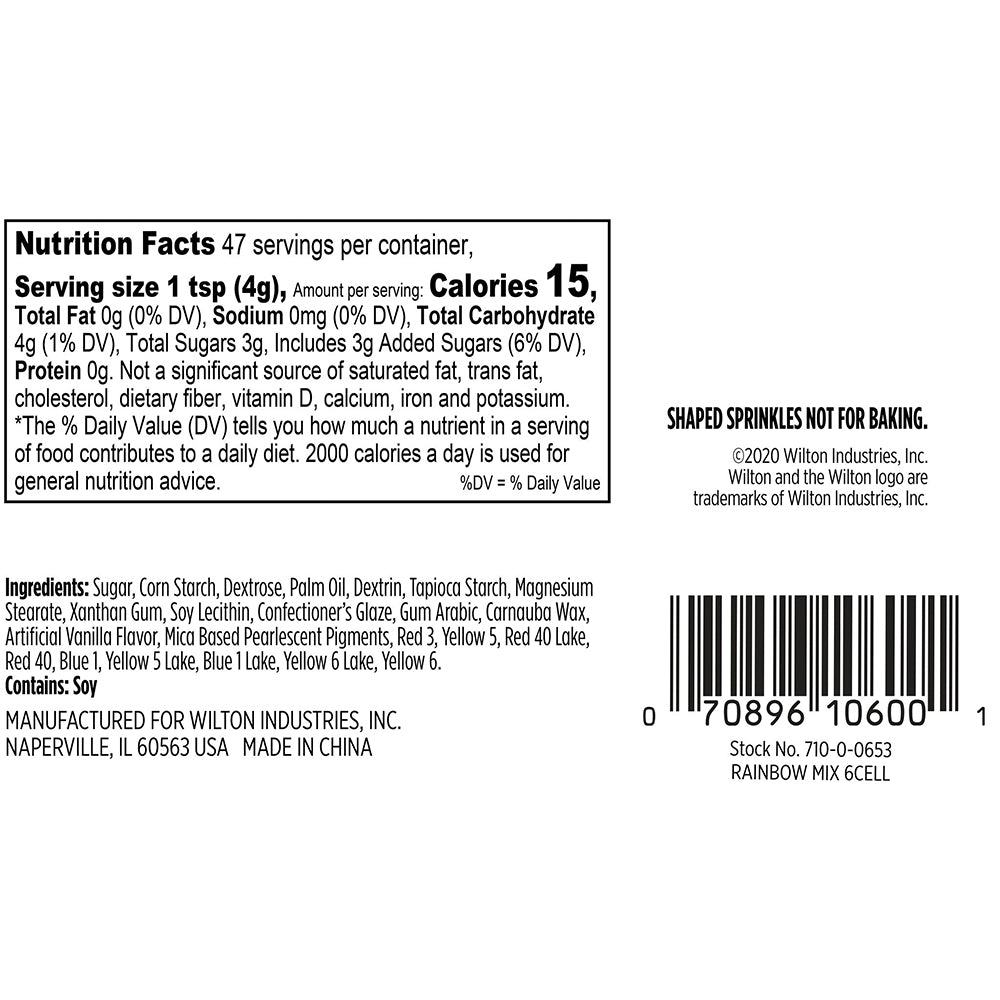 Wilton 6-Cell Rainbow Medley Sprinkle Mix, 6.56 oz.