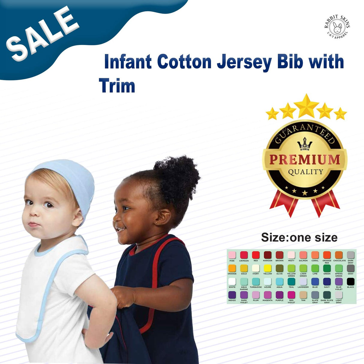 RADYAN® Infant Cotton Jersey Bib with Trim
