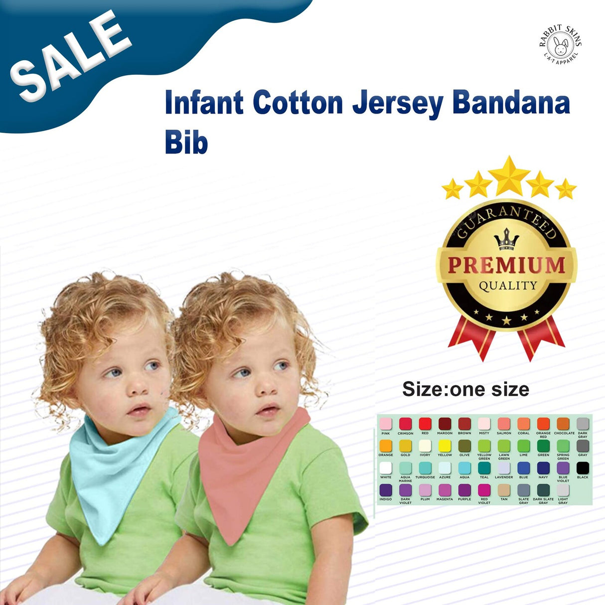 RADYAN® Infant Cotton Jersey Bandana Bib