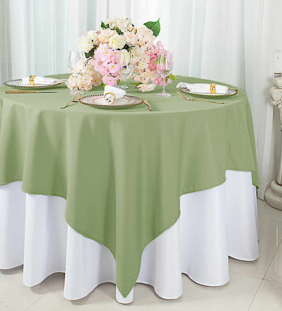 Square Polyester Table Overlay 54x54 Sage Green