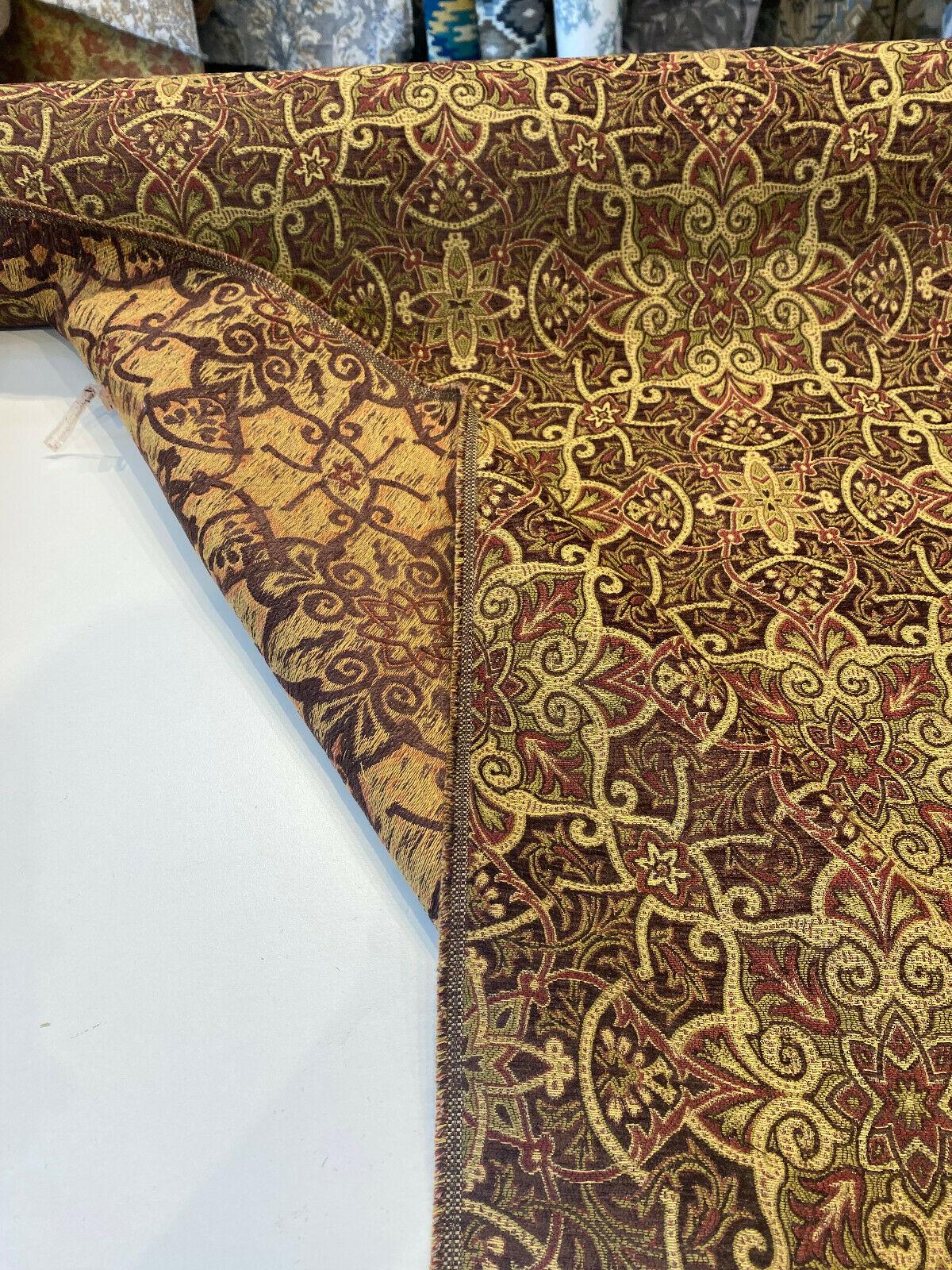 Mill Creek Jungle Paisley Chenille Upholstery Fabric - Brown Paisley Pattern, 57" Width (1 Yard)