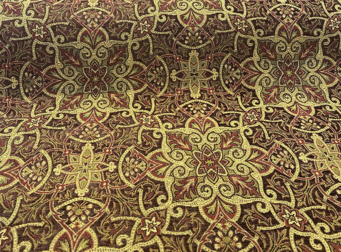 Mill Creek Jungle Paisley Chenille Upholstery Fabric - Brown Paisley Pattern, 57" Width (1 Yard)