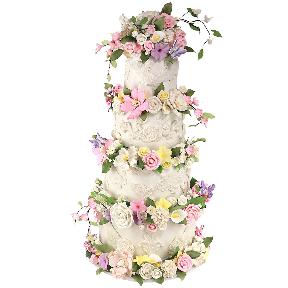 O'Creme White Garden Rose Gumpaste Flowers - Set of 8