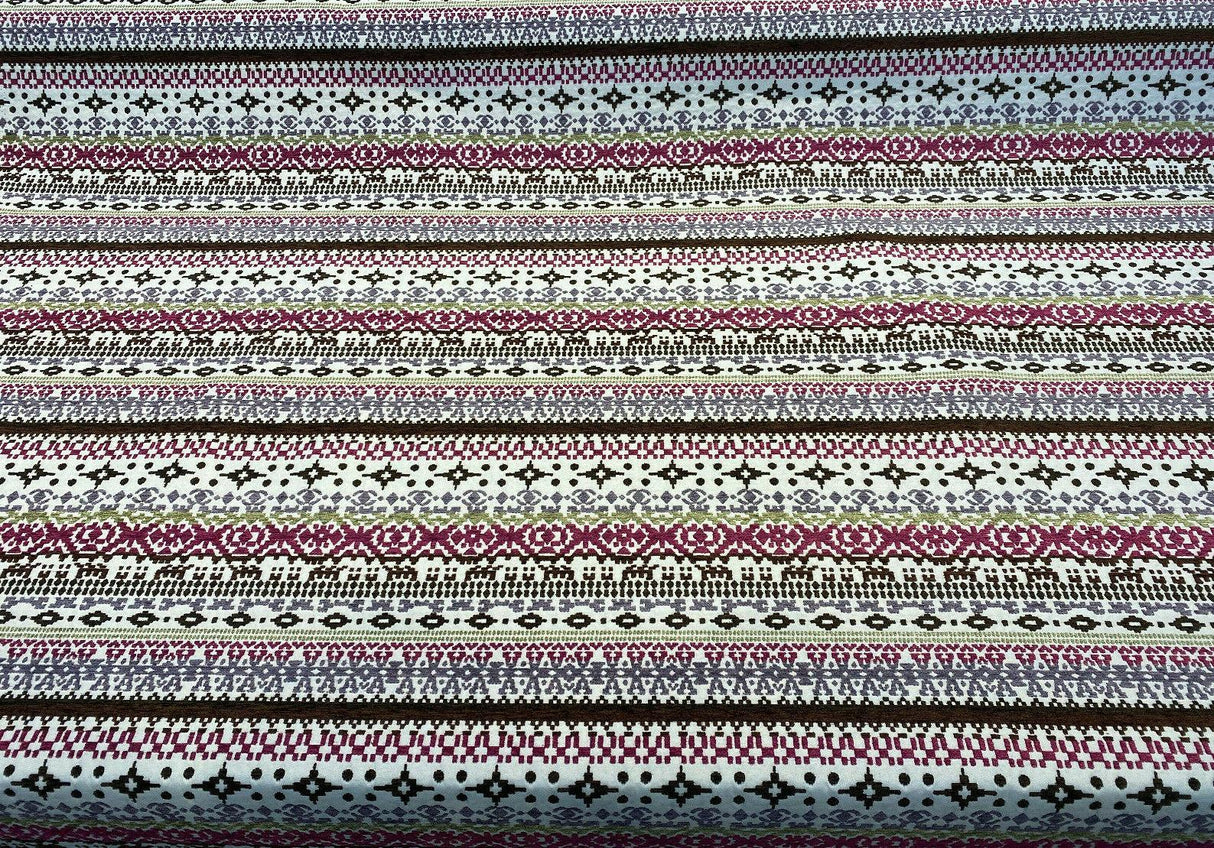 Razzmatazz Stripe Purple Chenille Tapestry Upholstery Fabric - Purple, Vertical Stripes, 56" Width (1 Yard)