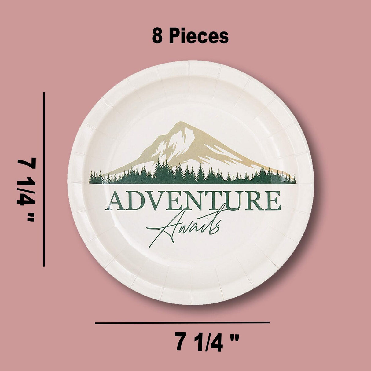 8 Ct. Adventure Awaits Paper Dessert Plates 7 1/4" Alpine Mountain Graduation Party Plates