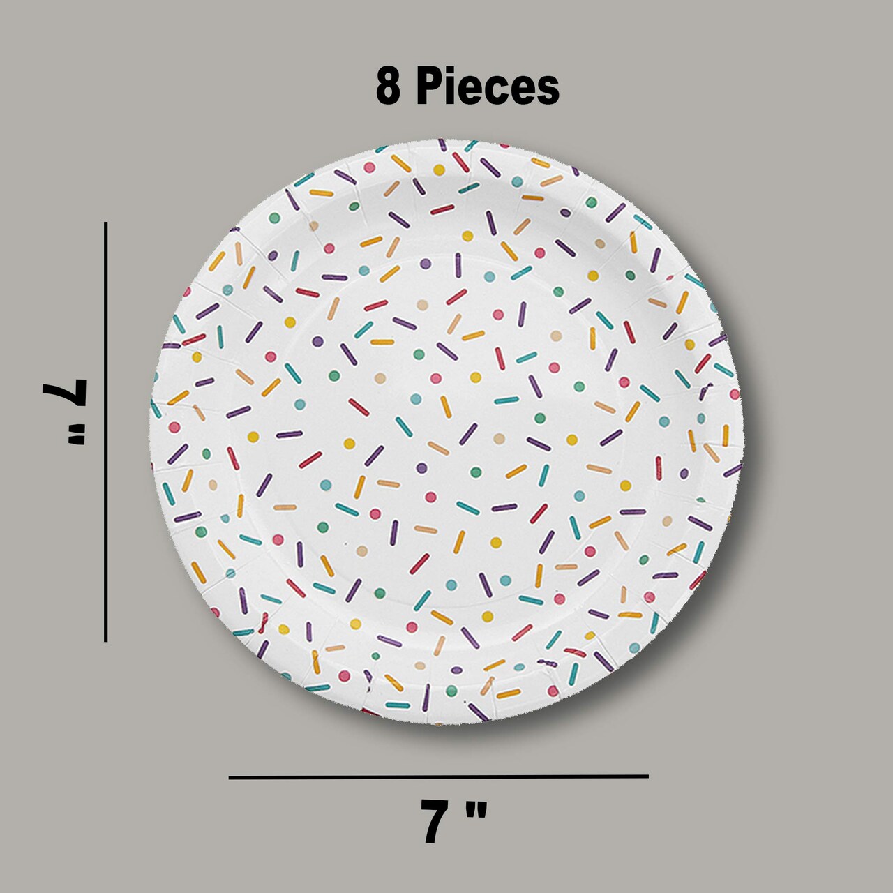 8 Ct. Ice Cream Party Sprinkles Paper Dessert Plates 7" Dessert Plates, Cute Ice Cream Birthday Tableware