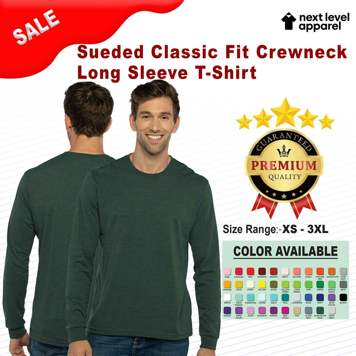Next Level® Sueded Classic Fit Crewneck Long Sleeve T-Shirt