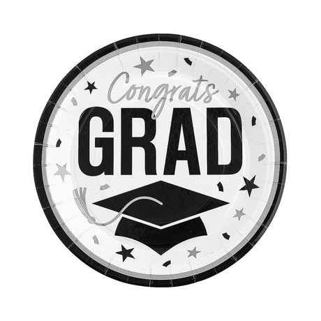 9" Congrats Grad Round Paper Dinner Plates 25 Count